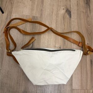Noonday Collection canvas and leather Crossbody bag in cream
